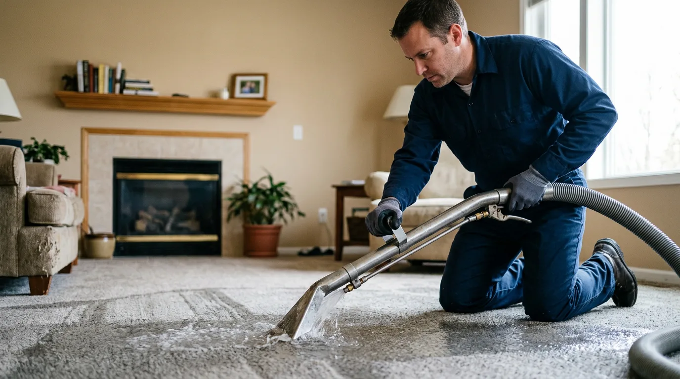 Water damage restoration technician working near Melcher Dallas, IA